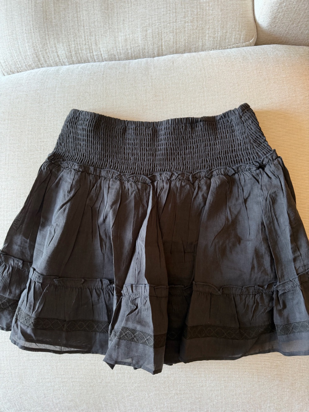 Women’s Black Smocked Waist Tiered Skirt